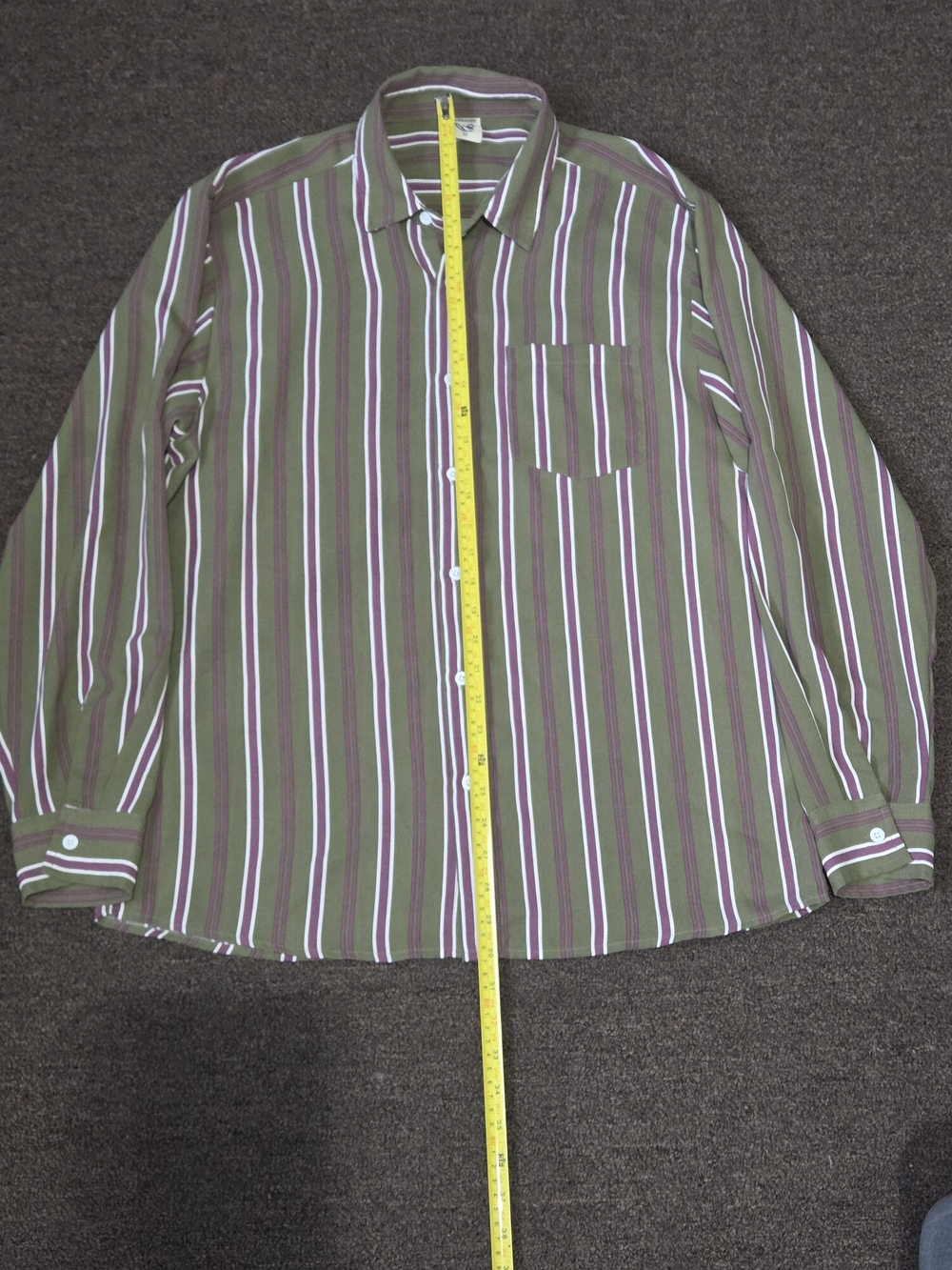 Hardaddy - Long Sleeve Button Up | Green Purple Stripes | Men's Medium